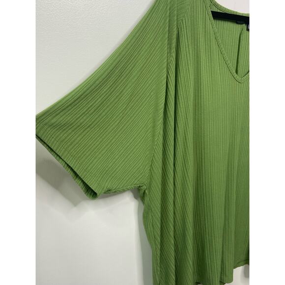 ASOS DESIGN Blouse Shirt Ribbed V-Neck Top Olive‎ Green Women's Plus Size 24 - Picture 4 of 10